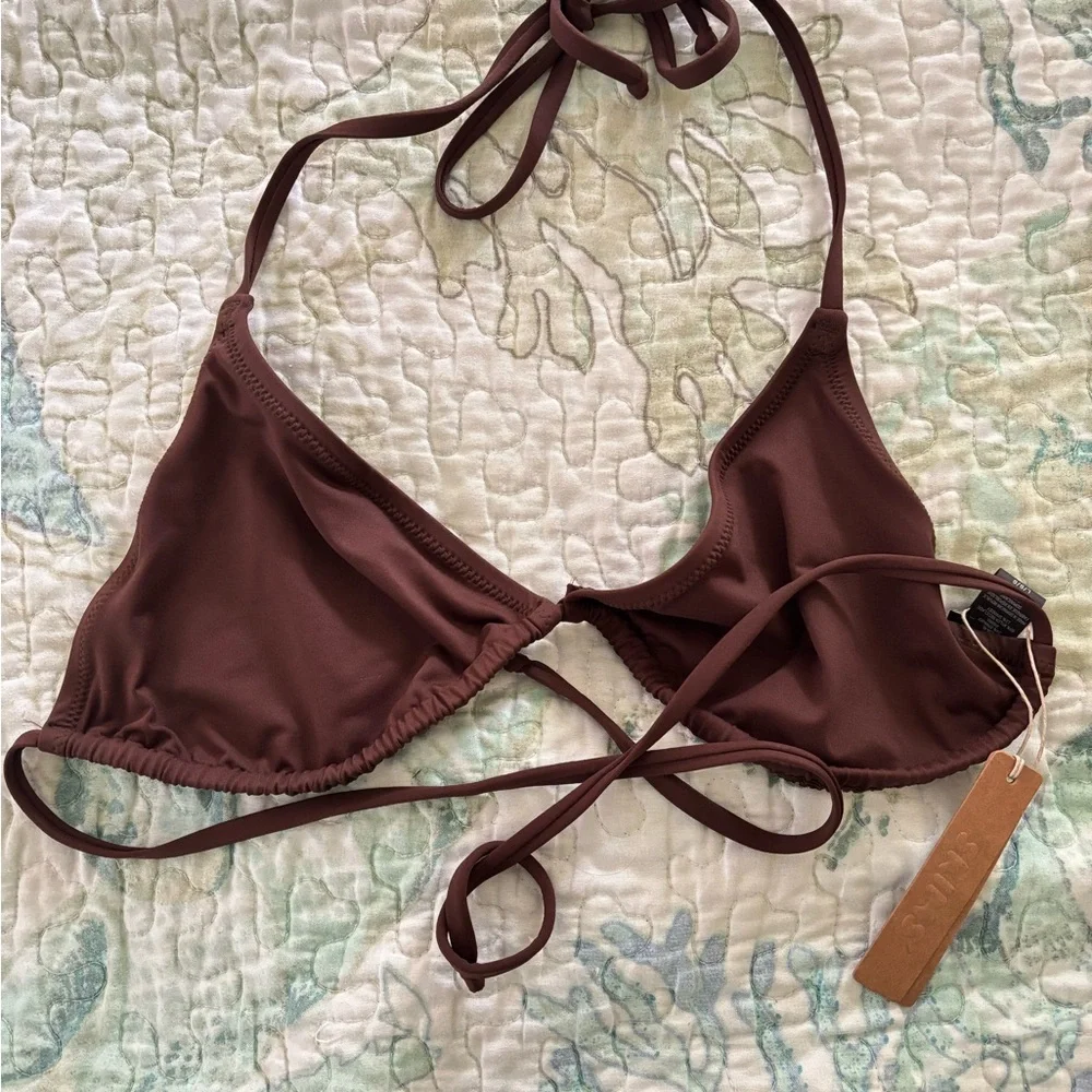 Skims Brown Triangle Bikini Top - Women Swim